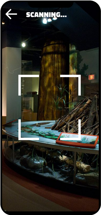 Phrototype of mobile device scanning exhibit space