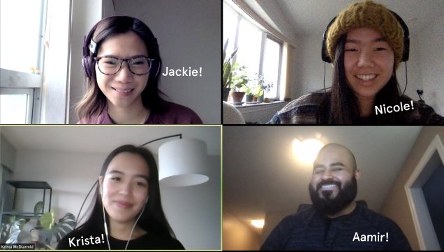 a group photo of team members, taken on Zoom